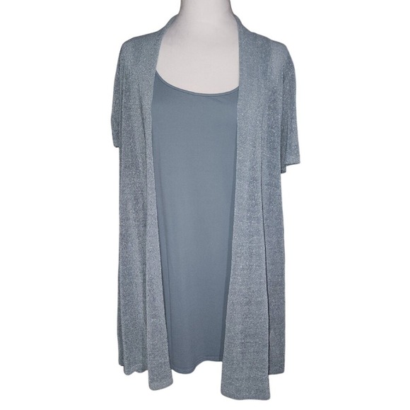 Eileen Fisher Cardigan Tank Set Shimmer Knit Scoop Neck S - Picture 1 of 14